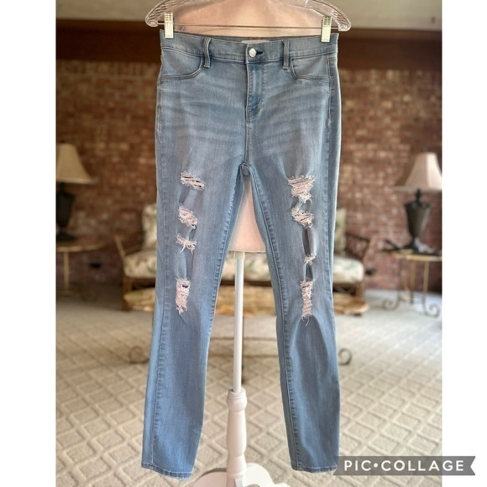 Pacsun Jeans Super Stretch Distressed Jeggings 28 Ripped Torn High Waist Ankle